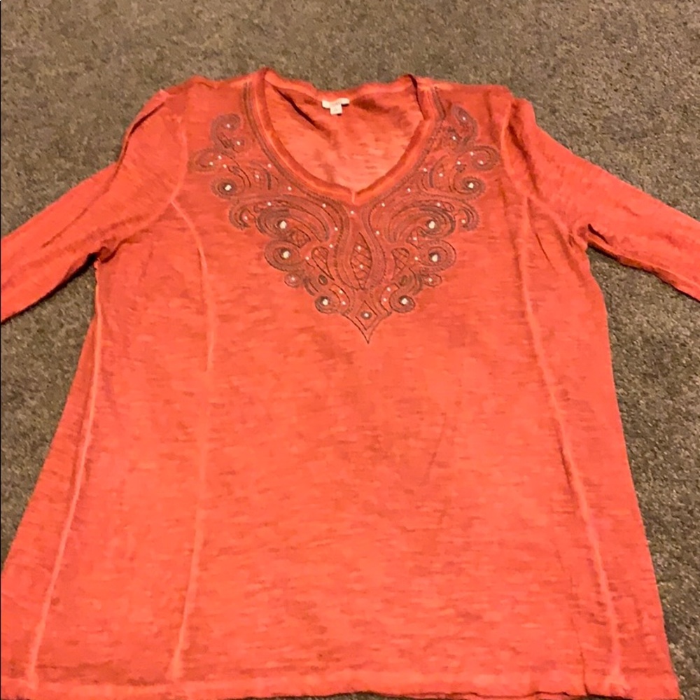 🔴 Reba Burnt Orange long sleeve blouse 5 for $25